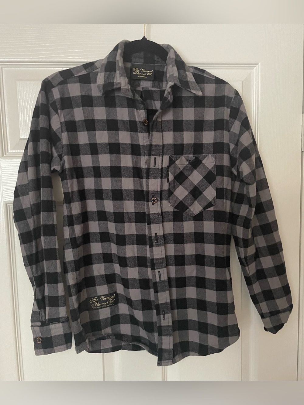Vermont Flannel Company Gray Buffalo Check Pattern Flannel Shirt - Mens XS